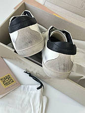 Чоловічі білі шкіряні кросівки Golden Goose Super-Star з чорною зіркою білі кеди, фото 6