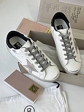 Чоловічі білі шкіряні кросівки Golden Goose Super-Star з чорною зіркою білі кеди, фото 4
