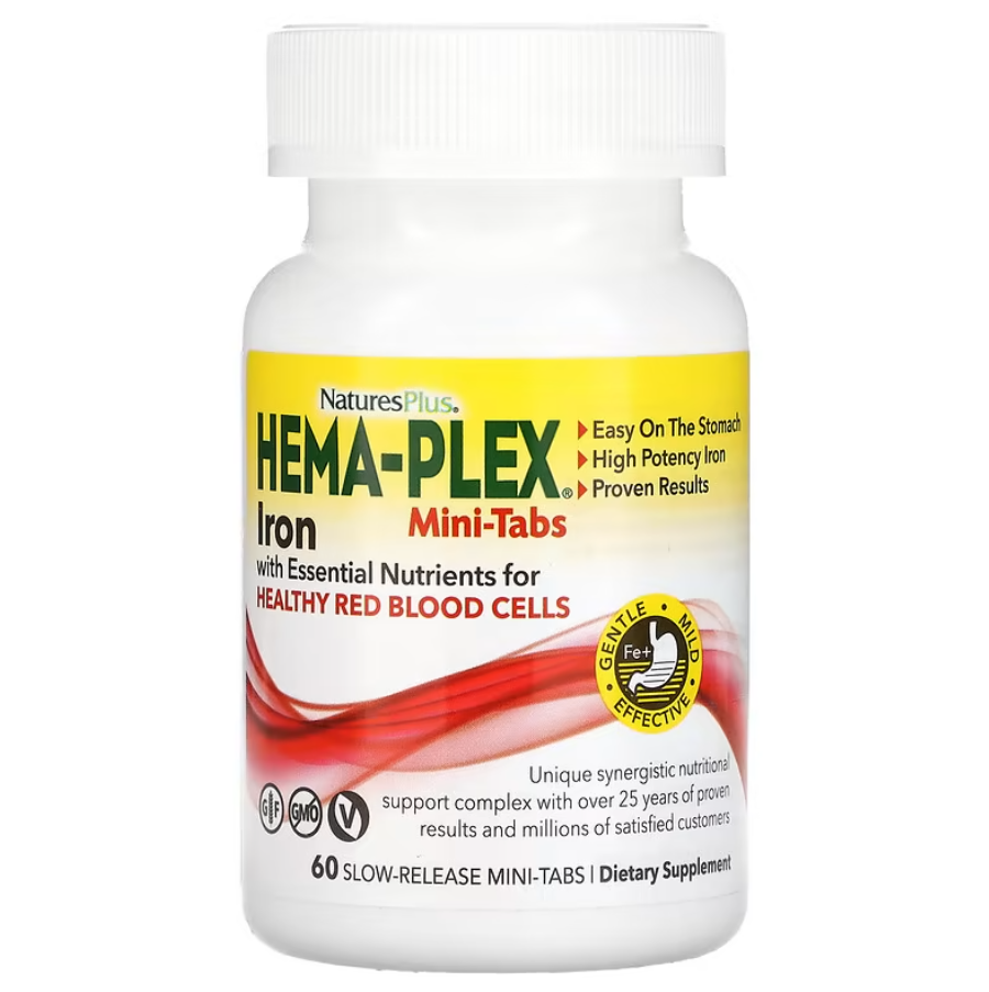 Вітаміни Hema-Plex Iron with Essential Nutrients for Healthy Red Blood Cells NaturesPlus 60 таблеток, фото 1