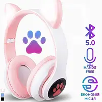 Наушники с кошачьими ушками Беспроводные Wireless headphones Cat ear AKS-28 с Bluetooth гарнитурой и LED подсв