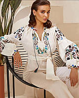 Вышиванка женская с поясом ESQ 5687, молодежная блузка в этно стиле