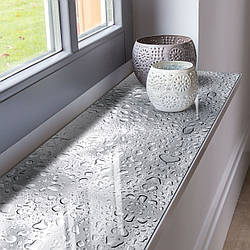 Покриття для підвіконня, м'яке скло з фотодруком сірі краплі води 35х100 см ПО-s_tx355