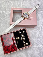 Женский белый нежный набор украшений в коробке, бижутерия женская+подарочная коробочка
