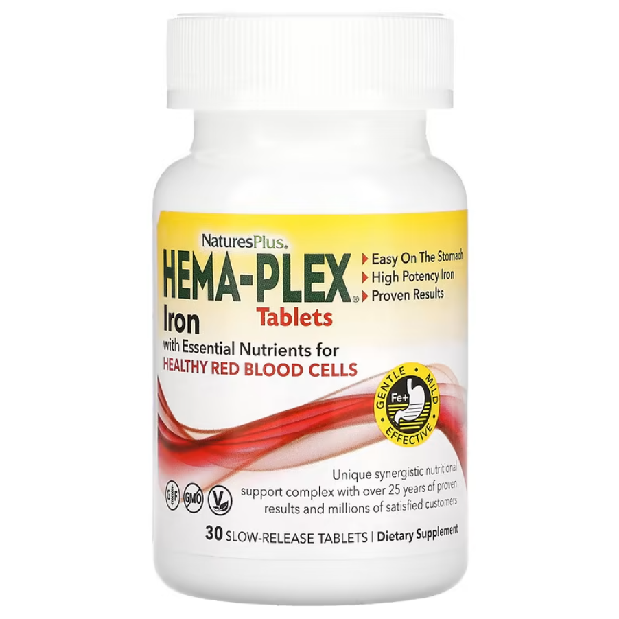 Вітаміни Hema-Plex Iron with Essential Nutrients for Healthy Red Blood Cells NaturesPlus 30 таблеток, фото 1