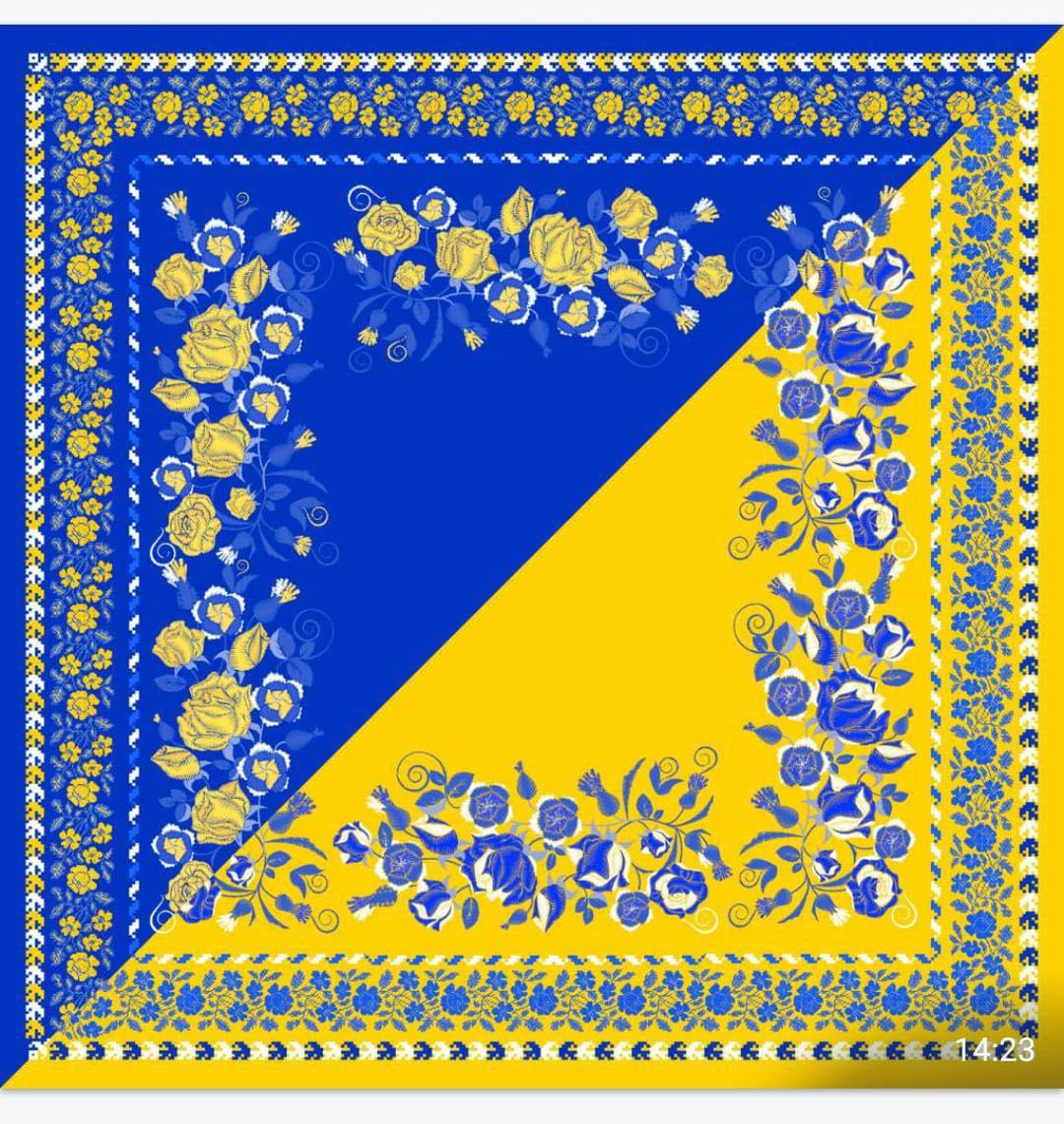 Українська атласна хустина на голову 90х90 см, фото 1