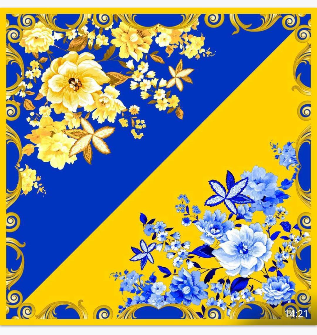 Українська атласна хустина на голову 90х90 см, фото 1