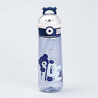 ZAQ Бутылка для воды 620 мл с трубочкой многоразовая Синяя