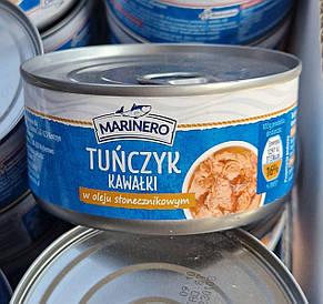 Тунець у рослинній (соняшниковій) олії Marinero Tunczyk Kawalki 185/130 г.