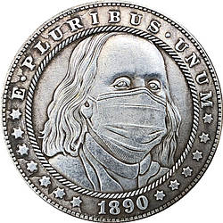 Сувенір монета долар СШАang 1890 г "Франклін у масці". Hobo Coin American Morgan