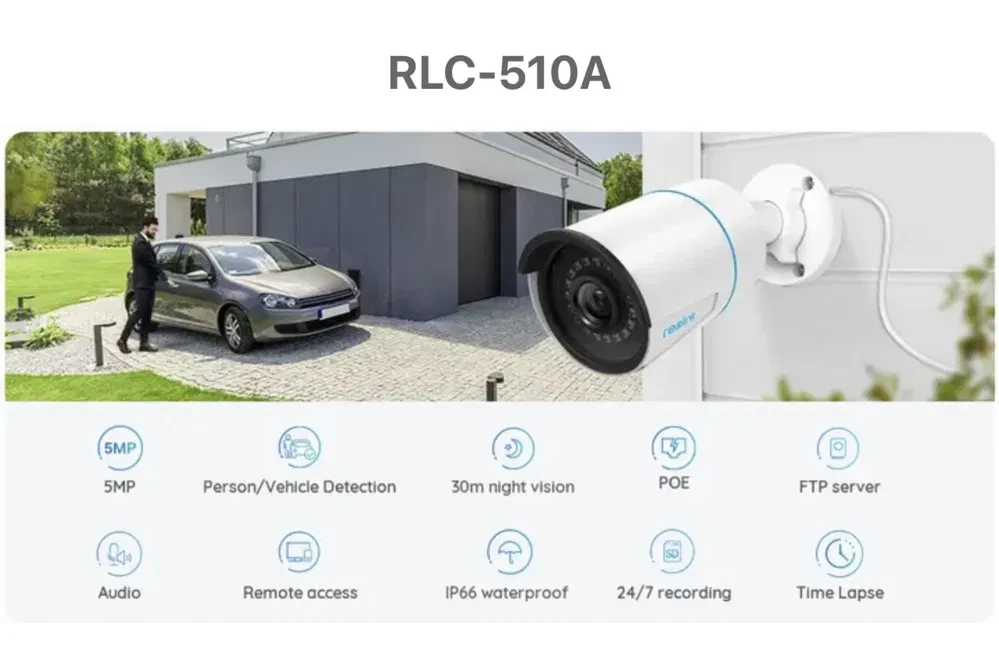 Камера відеоспостереження зовнішня IP POE Reolink Rlc 510A/520А 5mp