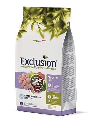 Сухий корм Exclusion Small Light Adult Chicken для собак дрібних порід для схуднення з куркою 500г, фото 1