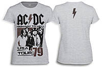 Футболка женская AC/DC 79 USA Tour меланжевая L