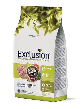 Сухий корм Exclusion Mini Adult Chicken для собак дрібних порід із куркою 2кг, фото 1