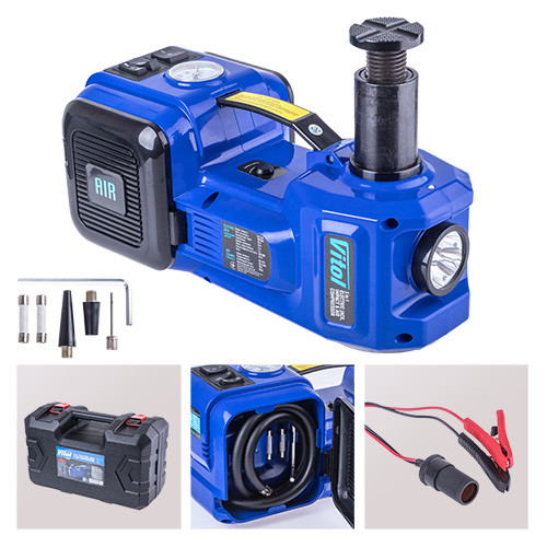 Набір 2 в 1 електрогідравлічний домкрат 135-360мм, 12В, 13А, 2т + компресор 12В, 10А, 35л/хв