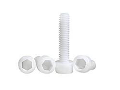 Нейлоновий гвинт M3x25 білий під шестигранник