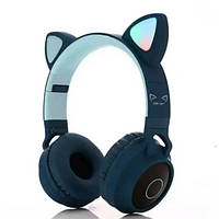 Беспроводные Bluetooth наушники с кошачьими ушками LED BT-028C Синие 17977 PS
