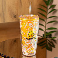 ZAQ Многоразовый стакан с трубочкой и крышкой 750 мл пластиковый Желтый