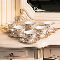 ZAQ Набор чашек с блюдцами керамические 6 штук сервиз чайный кофейный на 6 персон