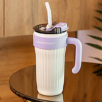 ZAQ Термокружка с трубочкой для кофе и чая 860 мл кружка термос чашка термос для кофе термочашка 21 см