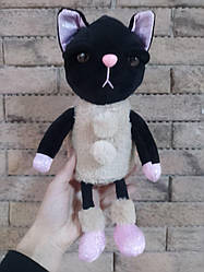 М'яка іграшка "Чорна кішка в шубці", 25 см
