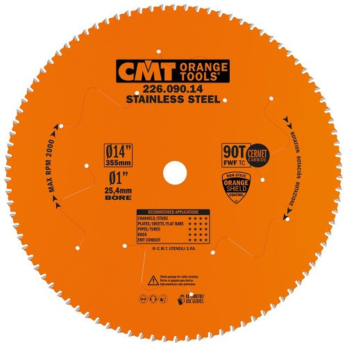 CMT 226.090.14 D=355 F=25,4 Z=90 K=2,2/1,8 дискова пила по сталі, "сухий різ"