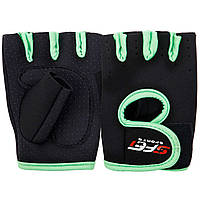 Перчатки спортивные унисекс (мужские,женские) для фитнеса, тренировок и велосипеда 893 S Черно-зеленый без