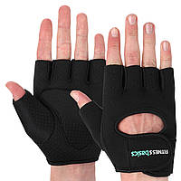 Перчатки спортивные женские для фитнеса, тренировок и велосипеда 893 L Черный без пальцев (открытые)