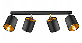 Сучасний світильник з стельою з чотирма абажурами підвісна люстра чорне золото 927-BG4