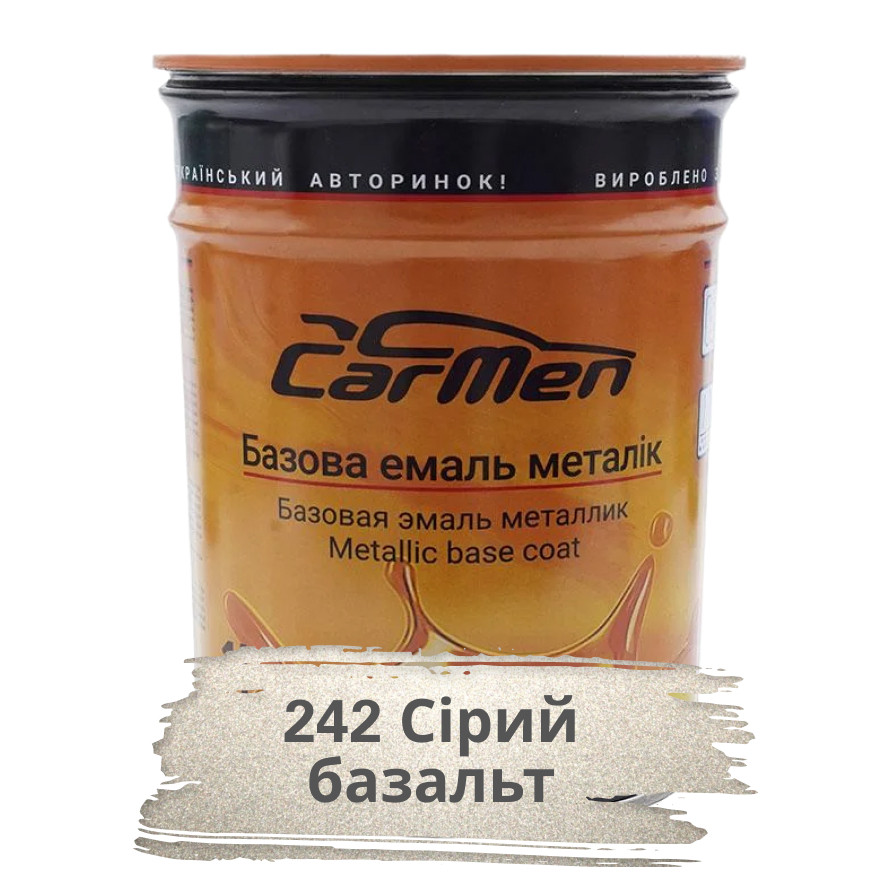 242 Сірий базальт Металік база авто фарба Carmen 1 л, фото 1