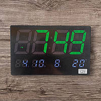 Часы на Стену эектронные с зелеными и белыми цифрами
