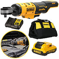 Гайковерт угловой - трещётка аккумуляторный DeWALT DCF504D1 (1/4 дюйма, 12В, 54Нм, 0.75кг, ЗП +АКБ 2Аг)