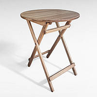 Дерев'яний круглий столик з натурального дерева ЯСЕНА Вуличний розкладний стіл для кав'ярні, дачі D60