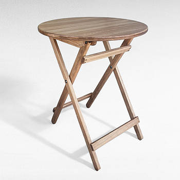 Дерев'яний круглий столик з натурального дерева ЯСЕНА Вуличний розкладний стіл для кав'ярні, дачі D60