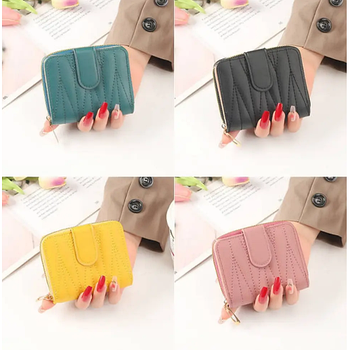 Гаманець жіночий 10*12 см на кнопці зі штучної шкіри у різних кольорах Kay