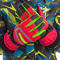 Перчатки горнолыжные теплые женские Розово-Салатовый (B-622) размер M-L (для лыж, сноуборда, зимы, холода,
