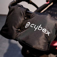 Муфта перчатки раздельные, на коляску / санки, универсальная, для рук, черные с вышивкой Cybex Код/Артикул 81