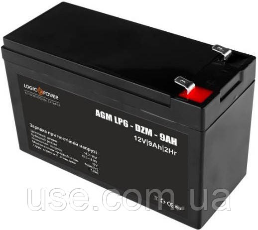 Акумуляторна батарея 12 V, Вольт, В, 9 Ah, АН, Ампер годин, AGM, DZM, тяговий, акумулятор, DZM, 6-DZM-9