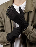 Трикотажные перчатки мужские зимние сенсорные (для смартфона) флисовые черные (теплые, бег, лыжи, туризм,