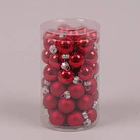 Набор (48 шт) шариков стеклянных на елку новогодних D 2,5 см (B25-48 RED) маленьких красных