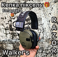 Наушники Walker's Razor шумоподавляющие защитные тактические активные хаки военные для стрельбы и артиллерии