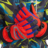 Перчатки горнолыжные теплые женские Оранжево-фиолетовый (B-622) размер L-XL (для лыж, сноуборда, зимы, холода,