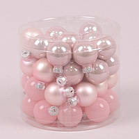Набор (45 шт) шариков стеклянных на елку новогодних D 3 см (B30-45 PINK ASSORT) маленьких розовых
