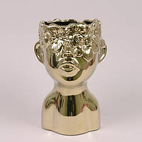 Кашпо керамическое Голова золотое H-28 см. 36456