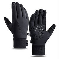 Зимові рукавички спортивні водонепроникні сенсорні (для смартфона) флісові чорні (теплі, біг, лижі, туризм) р-р (Q802) XL