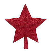 Верхушка на елку Звезда с глиттером 25 см (75910) пластиковая Красная
