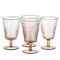 Набор бокалов (4 шт) фактурный стеклянный для вина Кварц (8214-005