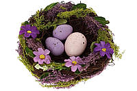Гнездо пасхальное с яйцами для декора, декор пасхальный Гнездо 16 см (743-898)