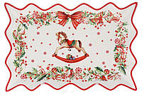 Страва прямокутна святкова, різдвяна сервірувальна, керамічна, для подарунка, "Різдвяна Фантазія", 35,5 см (тарілка новорічна)