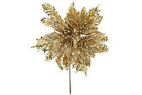 Декоративный цветок BonaDi Пуансеттия золотая новогодняя