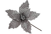 Декоративный цветок BonaDi Пуансеттия серая новогодняя